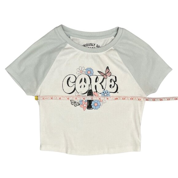 Aero x Coca-Cola Crop Top Graphic Tee Size M Y2K Butterfly Floral Vintage 90s - Picture 4 of 9